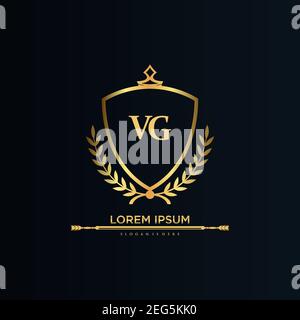 VG Letter Initial with Royal Template.Elegant with Crown logo vector, Creative lettering Logo Vector Illustration Art Illustrazione Vettoriale