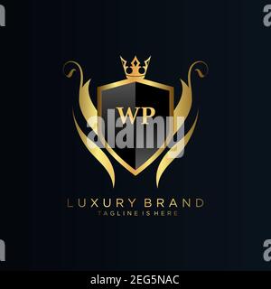 WP Letter Initial with Royal Template.Elegant with Crown logo vector, Creative lettering Logo Vector Illustration Art Illustrazione Vettoriale
