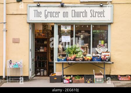 The Grocer on Church Street, negozio di alimentari indipendente, Tetbury, Gloucestershire, Regno Unito Foto Stock