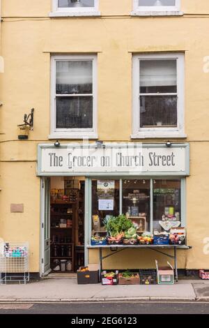 The Grocer on Church Street, negozio di alimentari indipendente, Tetbury, Gloucestershire, Regno Unito Foto Stock