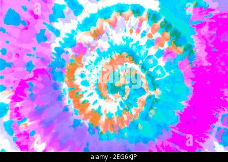 Tie dye retro colore sfondo. Schema astratto hippie. Texture colorata Foto Stock