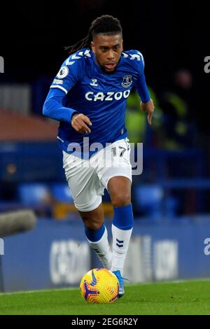 Liverpool, Regno Unito, 17 febbraio 2021. Alex Iwobi di Everton. Credit: Anthony Devlin/Alamy Live News Foto Stock