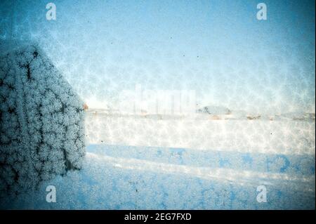 Eisblumen, Frostworks sulla finestra Foto Stock