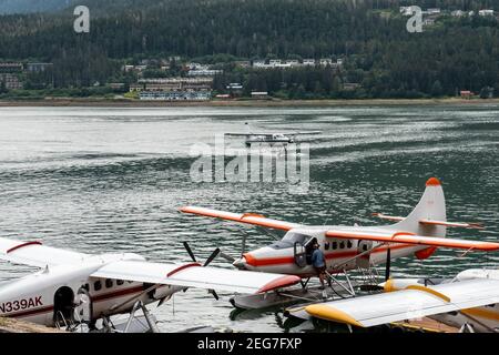 Il volo sul Ghiacciaio Taku ha avuto origine a Juneau, Alaska Foto Stock