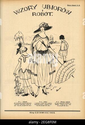 Przedwojenna graffika art deco Wzory Ubiorów i robót, przedwojenna moda dla kobiet, przedwojenna graffika art deco z modą damską, 1933, Lata trzydzieste Foto Stock