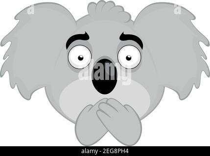 Vettore emoticon illustrazione cartoon della testa di un koala con le mani sulla bocca, concetto di silenzio Illustrazione Vettoriale