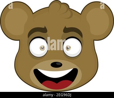 Vettore emoticon illustrazione cartoon di un orsacchiotto testa con un'espressione felice e sorridente Illustrazione Vettoriale