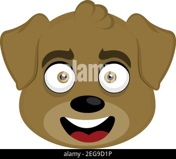 Vettore emoticon illustrazione cartoon di un cane testa con un'espressione felice e sorridente Illustrazione Vettoriale