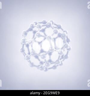 Molecole di carbon Buckyball. Struttura delle nanoparticelle fullerene. Foto Stock