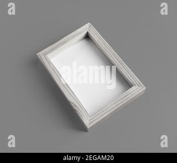 Cornice fotografica vuota su sfondo grigio. Modello di progettazione reattivo. Foto Stock