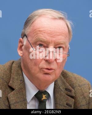 Alexander GAULAND avrà 80 anni il 20 febbraio 2021, Alexander GAULAND (candidato principale dell'AFD) Conferenza stampa dell'AFD nella conferenza stampa federale a Berlino, in Germania, il 25 settembre 2017. Ã‚Â | utilizzo in tutto il mondo Foto Stock