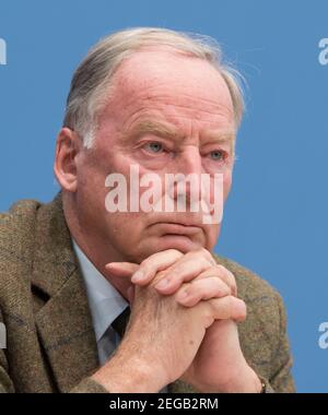 Alexander GAULAND avrà 80 anni il 20 febbraio 2021, Alexander GAULAND (candidato principale dell'AFD) Conferenza stampa dell'AFD nella conferenza stampa federale a Berlino, in Germania, il 25 settembre 2017. Ã‚Â | utilizzo in tutto il mondo Foto Stock