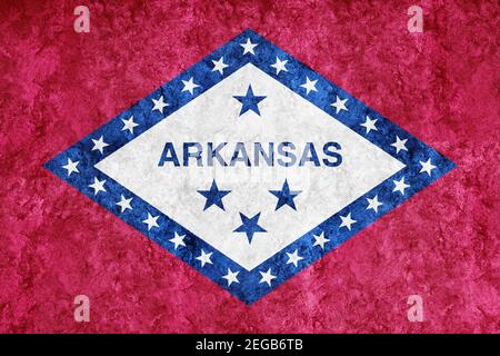 Bandiera dell'Arkansas metallizzata, bandiera dell'Arkansas sfondo texture metallizzata Foto Stock