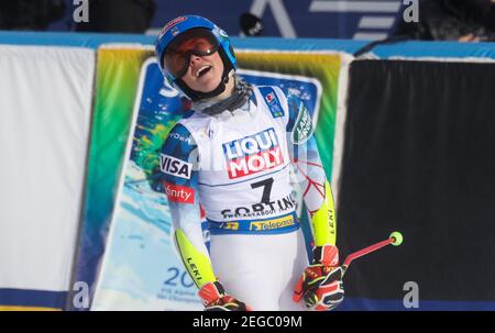 Cortina, Italia. 18 Feb 2021.SHIFFRIN Mikaela (USA) Medaglia d'Argento nel 2021 FIS Alpine World SKI Championships - Giant Slalom - Donne, gara di sci alpino a Cortina (BL), Italia, Febbraio 18 2021 Credit: Independent Photo Agency Srl/Alamy Live News Foto Stock