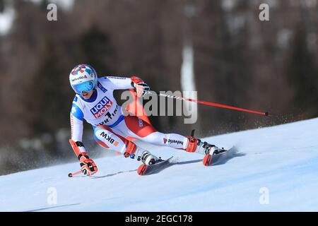 Cortina d'Ampezzo, Italia. 18 febbraio 2021: ; FIS Alpine World Ski Championships 2021 Cortina Donna Slalom, Michelle Gisin (sui) Credit: Action Plus Sports Images/Alamy Live News Foto Stock