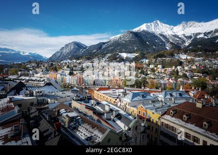 Veduta aerea della città di Innsbruck - Innsbruck, Tirolo, Austria Foto Stock