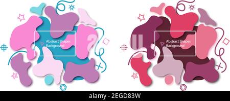 Insieme di elementi grafici moderni astratti. Striscioni astratti in gradiente con forme fluide di liquido. Linee e forme colorate dinamiche. Modello per il desi Illustrazione Vettoriale