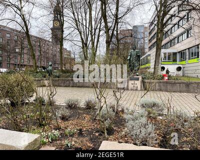 Kaiser Karl der Große, Vater Europas, Gründer Hamburgs, Amburgo, Michaelisstr. / St.-Ansgar „Kleiner Michel", Hamburger – Neustadt, 18.02.2021 Foto Stock