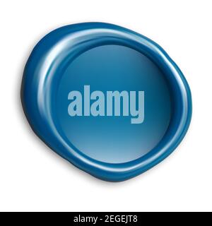 Francobollo di cera blu. Illustrazione del vettore di mockup della guarnizione. Timbro rotondo di garanzia per documenti riservati. Vecchio simbolo cartoon goffrato postale. Timbro postale astratto Illustrazione Vettoriale