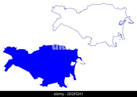 Provincia di Ferrara (Italia, Repubblica Italiana, Regione Emilia-Romagna) mappa illustrazione vettoriale, schizzo della mappa della provincia di Ferrara Illustrazione Vettoriale