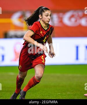 L'Amber Tysiak del Belgio ha ritratto in azione durante una partita amichevole di calcio tra la squadra nazionale belga le fiamme rosse e i Paesi Bassi, giovedì 1 Foto Stock