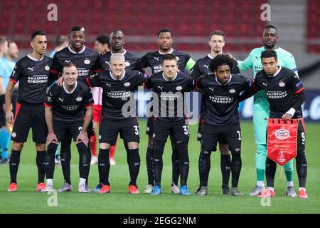 PIREO, GRECIA - FEBBRAIO 18: Foto di squadra della PSV durante la partita UEFA Europa League tra Olympiacos e PSV allo Stadio Georgios Karaiskakis il 18 febbraio 2021 a Pireo, Grecia (Foto di Lato Klodian/Orange Pictures) Foto Stock