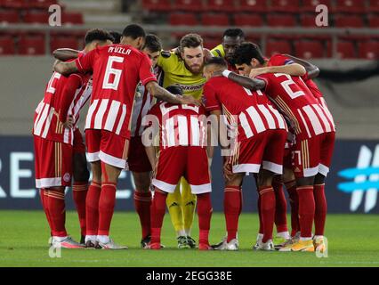 PIREO, GRECIA - FEBBRAIO 18: Portiere Jose SA di Olympiacos durante la partita della UEFA Europa League tra Olympiacos e PSV allo Stadio Georgios Kara Foto Stock