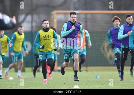 Brema, Germania. 18 Feb 2021. Ilia Gruev (Brema) GES/Calcio/1. Bundesliga: Formazione da Werder Bremen, 18 febbraio 2021 Calcio: 1° campionato: Sessione di allenamento di Werder Bremen, 18 febbraio 2021 | utilizzo in tutto il mondo Credit: dpa/Alamy Live News Foto Stock