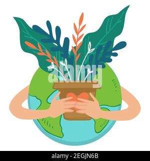 Salvare il pianeta dal collasso dell’inquinamento, dalla cura della natura Illustrazione Vettoriale