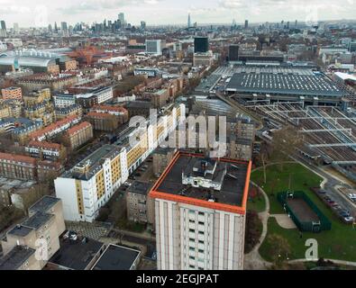 Oxenholme, Harrington Square, Eversholt Street verso la stazione ferroviaria di Euston Foto Stock