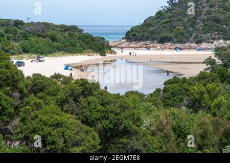 Fiume Tidal vicino Norman Beach, Wilsons Promontory National Park, Victoria, Australia Foto Stock