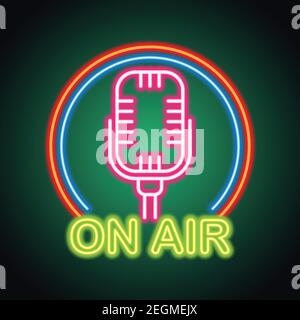 insegna al neon per studio musicale o per studio di registrazione. illustrazione vettoriale Illustrazione Vettoriale