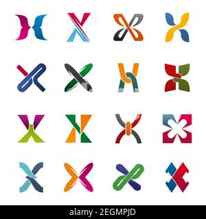 Icone con lettera X per l'identità aziendale nel settore commerciale, sportivo o finanziario e dell'edilizia. Lettera vettoriale X simboli per palestra o fitness club, commer Illustrazione Vettoriale