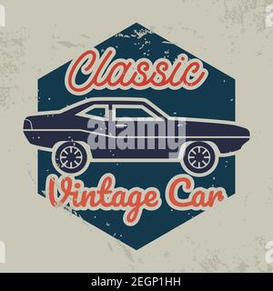 logo del simbolo di un'auto d'epoca isolato su sfondo bianco. illustrazione vettoriale Illustrazione Vettoriale