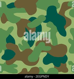 Camouflage camouflage verde khaki motivo senza cuciture. Disegno militare dell'esercito, tessuto per mascherare la caccia al nascondiglio. Stampa per i soldati di guerra nella foresta desertica della giungla all'aperto, texture di stile alla moda. Per tessuti per sfondi Foto Stock