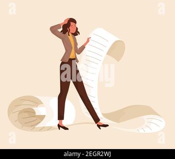 Giovane bella donna di affari pensiva Illustrazione Vettoriale