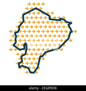 Ecuador semplice mappa con frecce di direzione gialle. Illustrazione Vettoriale