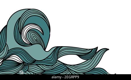 Strisce ondulate. Disegnato a mano. Sfondo vettoriale, strisce blu. Onda blu. Illustrazione Vettoriale