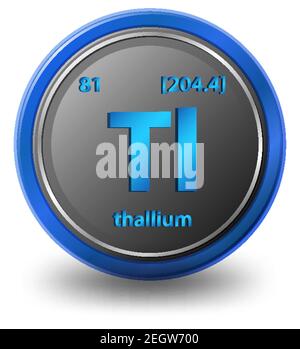 Elemento chimico del tallio. Simbolo chimico con numero atomico e massa atomica. Illustrazione Illustrazione Vettoriale