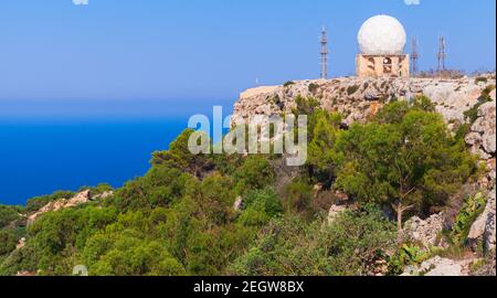 Radar il Ballun sulla scogliera di Dingli, Malta Foto Stock