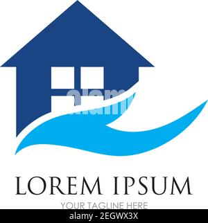Logo di assistenza domiciliare simbolo di icona vettoriale logo House Care modello, logo Medical House Illustrazione Vettoriale