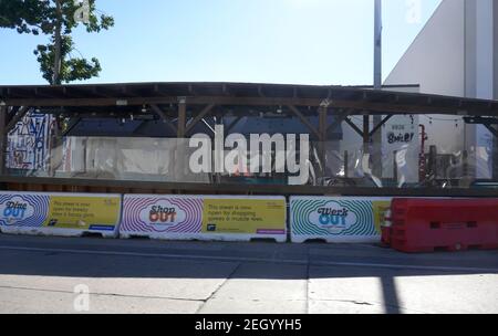 West Hollywood, California, USA 18 febbraio 2021 UNA vista generale dell'atmosfera di una cena all'aperto il 18 febbraio 2021 a West Hollywood, California, USA. Foto di Barry King/Alamy Stock foto Foto Stock