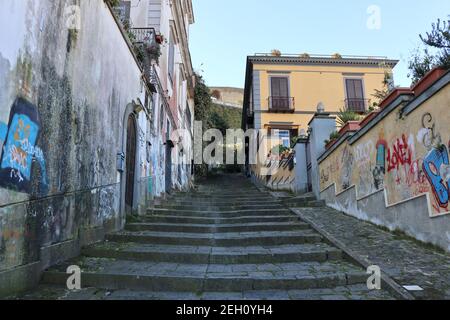 Napoli - Scalinata Pedamentina verso San Martino Foto Stock