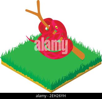 Icona di serpente rosso. Illustrazione isometrica dell'icona vettore serpente rosso per il web Illustrazione Vettoriale