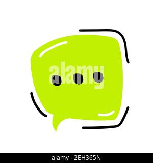 Bolla del parlato. Bolle di parole di doodle disegnate a mano. Bolle di pensiero verde brillante. Illustrazione vettoriale stile doodle. Illustrazione Vettoriale