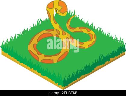 Icona di python gialla. Illustrazione isometrica dell'icona vettore di python giallo per il web Illustrazione Vettoriale