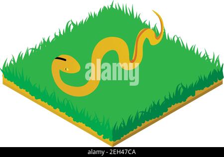Icona serpente gialla. Illustrazione isometrica dell'icona vettore serpente giallo per il web Illustrazione Vettoriale