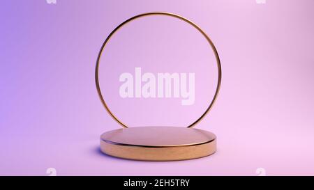 piattaforma golden minima per il rendering 3d della presentazione dei prodotti Foto Stock