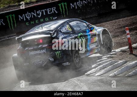 Projekt e, BLOCK Ken (USA), Ford Fiesta, azione durante lo Swecom World RX di Svezia, 2° round del FIA World Rallycross Championship 2020, FIA WRX, il 23 agosto 2020 sulla Holjes Motorstadion, a Holjes, Svezia - Photo Paulo / DPPI Foto Stock