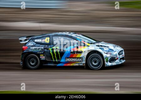 Projekt e, BLOCK Ken (USA), Ford Fiesta, azione durante lo Swecom World RX di Svezia, 1° round del FIA World Rallycross Championship 2020, FIA WRX, dal 21 al 23 agosto 2020 sulla Holjes Motorstadion, a Holjes, Svezia - Foto Paulo Maria / DPPI Foto Stock